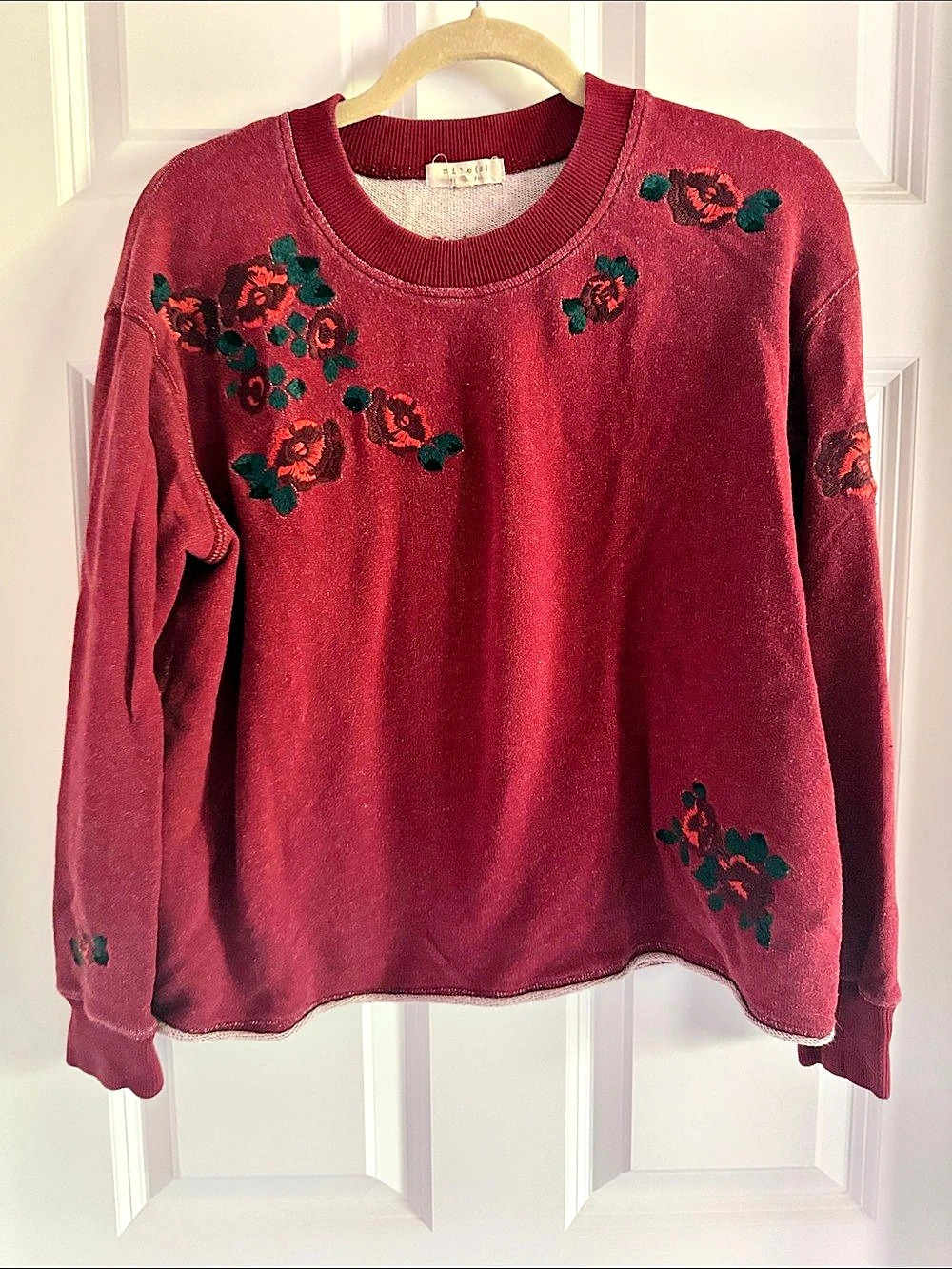 Miles by Madewell Embroidered Floral Sweatshirt Burgundy Size M